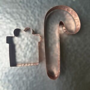 Braman Christmas Candy Cane an Gift Holiday Solid Copper Cookie Cutters Lot Of 2